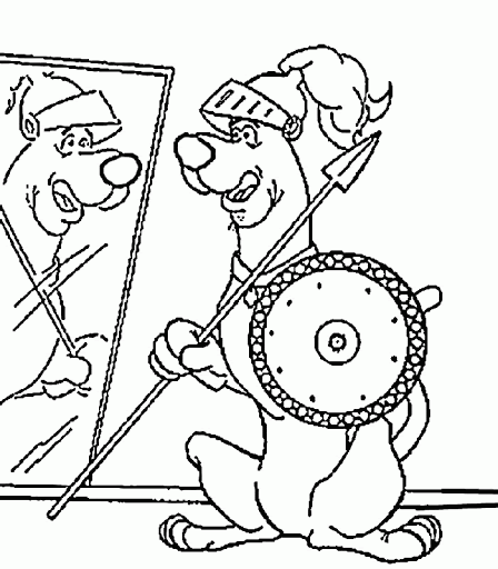 Scooby as a knight coloring page